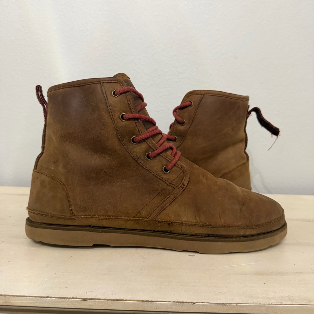 Ugg Brown Leather Harkey Waterproof Chukka Boots - Picture 2 of 9